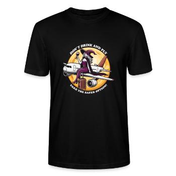 Reise- und Halloween-Motiv mit Hexe und Wein - Stanley/Stella Unisex Bio-T-Shirt CRAFTER - Schwarz - Vorne - Alina (178cm) & Michal (187cm)