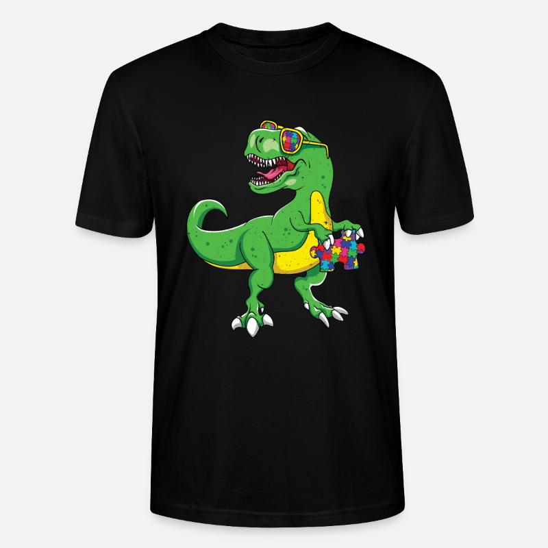 Autismus Dinosaurier Puzzle Cool - Stanley/Stella Unisex Bio-T-Shirt CRAFTER - Schwarz