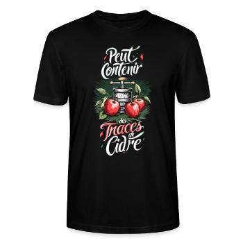 Peut Contenir des Traces de Cidre Apfelwein Fun - Stanley/Stella Unisex Bio-T-Shirt CRAFTER - Schwarz - Vorne - Alina (178cm) & Michal (187cm)