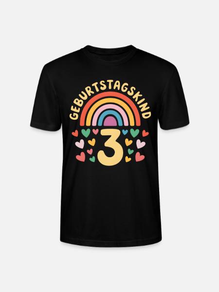 3rd Birthday Girl Rainbow - Stanley/Stella CRAFTER Unisex Organic T-Shirt - black