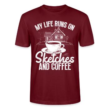 Architect Architecture Gift Architecture Student - Stanley/Stella CRAFTER Unisex Organic T-Shirt - burgundy - Front - Alina (178cm) & Michal (187cm)