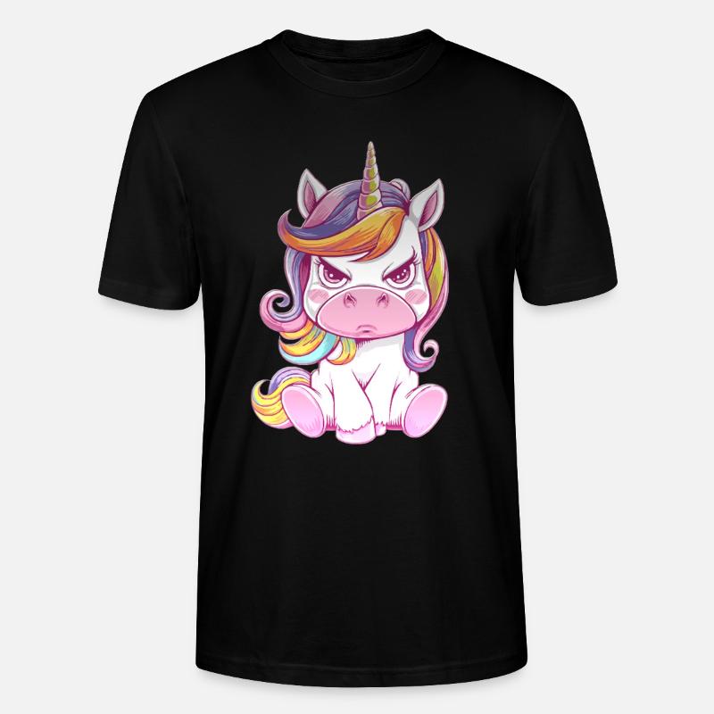 Verärgertes Einhorn Mit Regenbogenmähne - Stanley/Stella Unisex Bio-T-Shirt CRAFTER - Schwarz