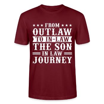 Favorite son: father, mother, mother-in-law - Stanley/Stella CRAFTER Unisex Organic T-Shirt - burgundy - Front - Alina (178cm) & Michal (187cm)