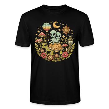 Alien - Stanley/Stella Unisex Bio-T-Shirt CRAFTER - Schwarz - Vorne - Alina (178cm) & Michal (187cm)