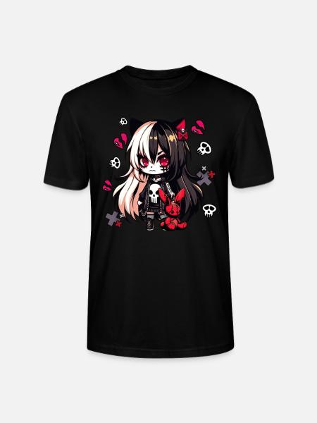 Chibi Kawaii Emo Pastel Goth Pige Anime - Stanley Stella CRAFTER unisex økologisk-T-shirt - sort