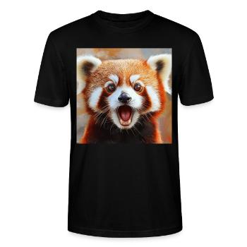 Roter Panda - Stanley/Stella Unisex Bio-T-Shirt CRAFTER - Schwarz - Vorne - Alina (178cm) & Michal (187cm)