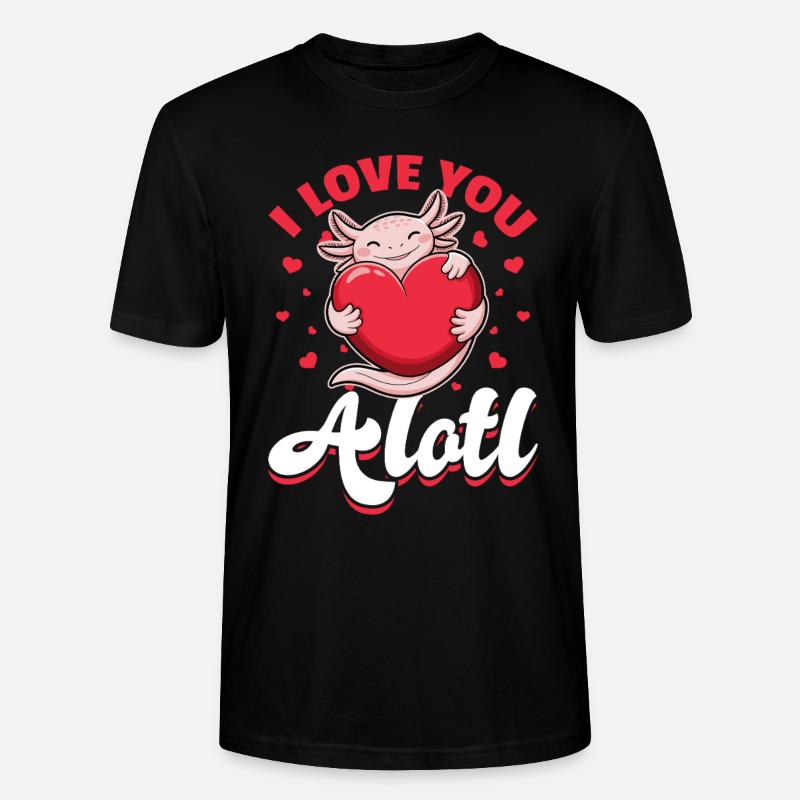 Mignon Axolotl Saint-Valentin - T-shirt bio CRAFTER Stanley Stella Unisexe - noir