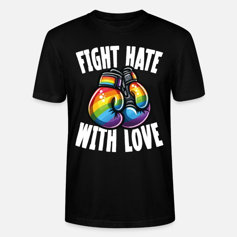 Bekämpfe Hass Mit Liebe Regenbogen-boxhandschuhe - Stanley/Stella Unisex Bio-T-Shirt CRAFTER - Schwarz
