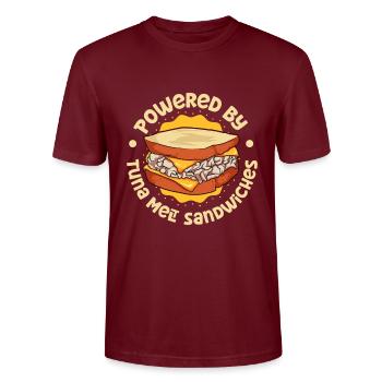 Powered by Tuna Melt Sandwich - Stanley/Stella Unisex Bio-T-Shirt CRAFTER - Burgunderrot - Vorne - Alina (178cm) & Michal (187cm)