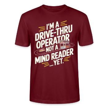 Drive Thru Operator Job Profession Fast Food - Stanley/Stella CRAFTER Unisex Organic T-Shirt - burgundy - Front - Alina (178cm) & Michal (187cm)