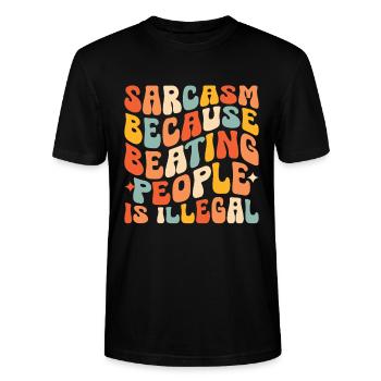 Sarkasmus, weil das Schlagen von Menschen illegal ist Sarkasmus - Stanley/Stella Unisex Bio-T-Shirt CRAFTER - Schwarz - Vorne - Alina (178cm) & Michal (187cm)