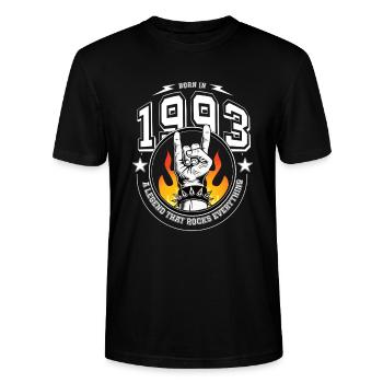 1993 Anniversaire, rock tout - T-shirt bio CRAFTER Stanley Stella Unisexe - noir - Devant - Alina (178cm) & Michal (187cm)