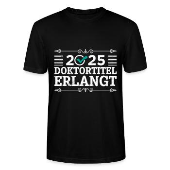 Doktortitel DOCTORATE COMPLETE 2025 Doktor Lustig - Stanley/Stella Unisex Bio-T-Shirt CRAFTER - Schwarz - Vorne - Alina (178cm) & Michal (187cm)