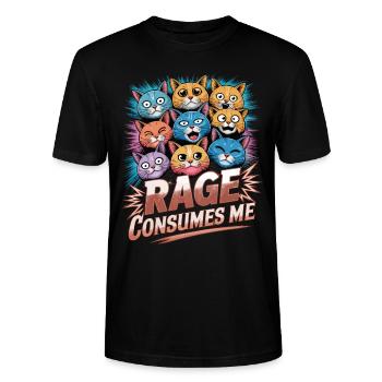 Rage Consumes Me Cat - Stanley/Stella CRAFTER Unisex Organic T-Shirt - black - Front - Alina (178cm) & Michal (187cm)