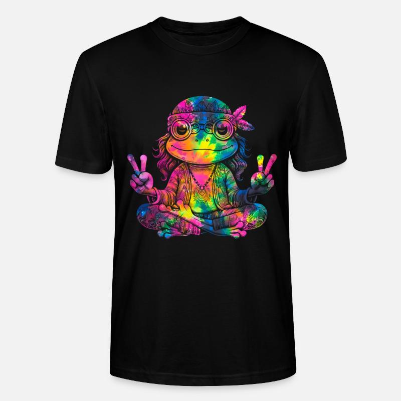 Friedenszeichen Dye Hippie Frog 60s - Stanley/Stella Unisex Bio-T-Shirt CRAFTER - Schwarz