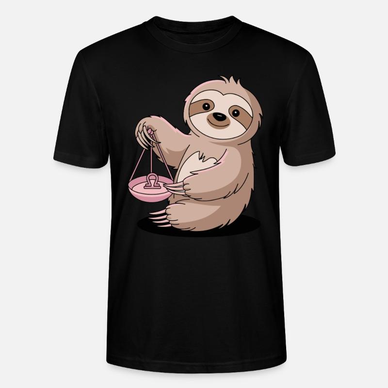 Libra Sternzeichen Faultier mit Waage - Stanley/Stella Unisex Bio-T-Shirt CRAFTER - Schwarz