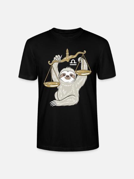 Libra Sloth Libra Zodiac Sign - Stanley/Stella CRAFTER Unisex Organic T-Shirt - black