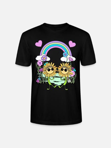 Regenbogen Hippie Sonnenblumen Kinder - Stanley/Stella Unisex Bio-T-Shirt CRAFTER - Schwarz