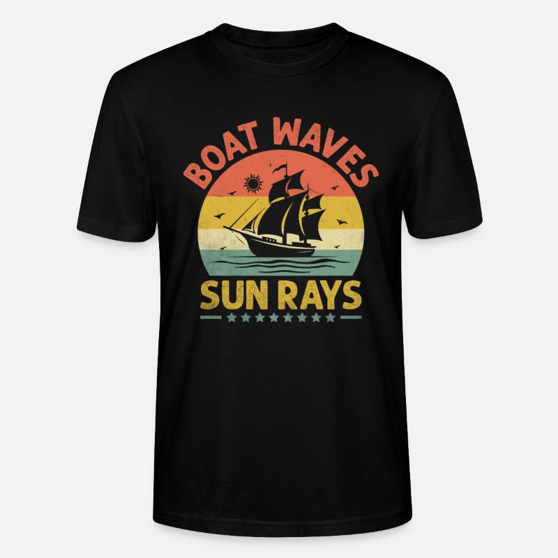 Boot Wellen Sonnenstrahlen Paddelboot - Stanley/Stella Unisex Bio-T-Shirt CRAFTER - Schwarz