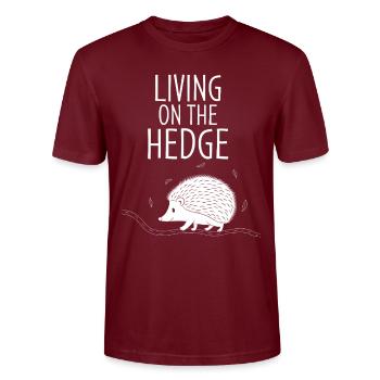 Living On The Hedge Igel Cartoon Humor - Stanley/Stella Unisex Bio-T-Shirt CRAFTER - Burgunderrot - Vorne - Alina (178cm) & Michal (187cm)