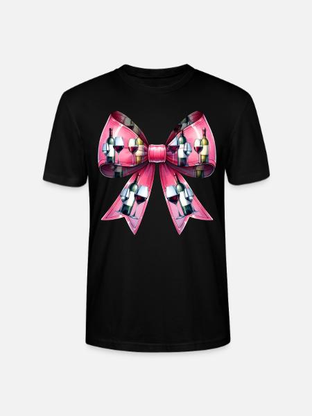 Coquette Bow Wine Drinker Pink - Stanley/Stella CRAFTER Unisex Organic T-Shirt - black