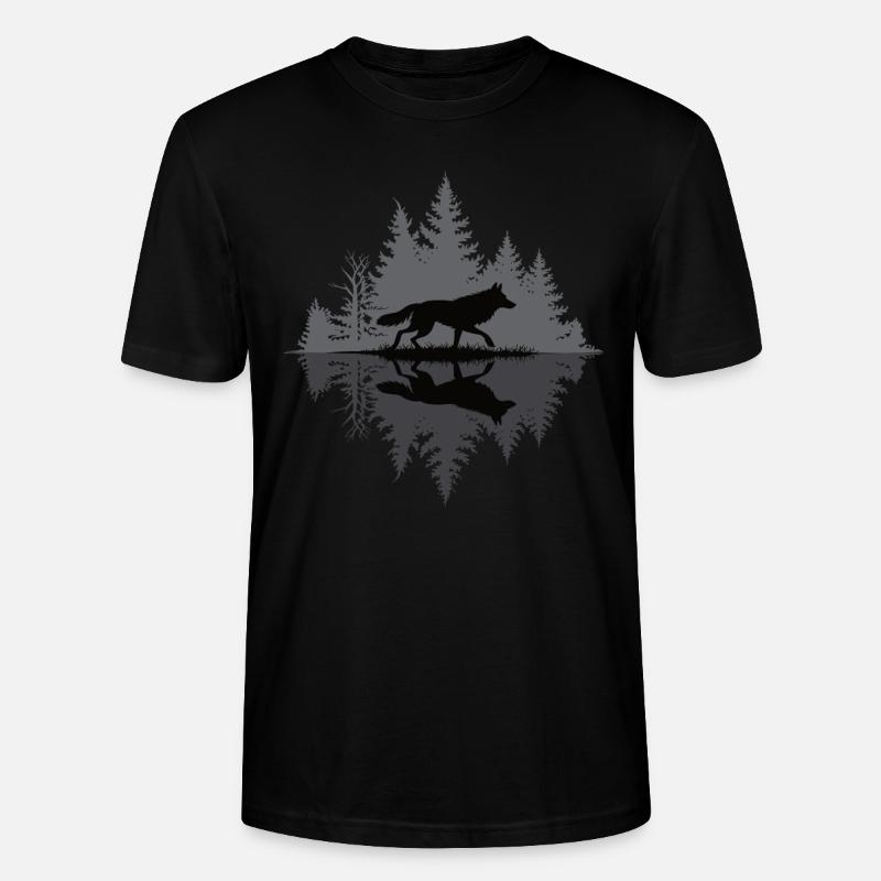 Wolf im dunklen Wald - Stanley/Stella Unisex Bio-T-Shirt CRAFTER - Schwarz