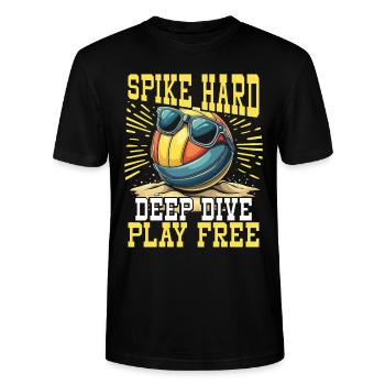 Beachvolleyball Volleyball Volleyballspieler - Stanley/Stella Unisex Bio-T-Shirt CRAFTER - Schwarz - Vorne - Alina (178cm) & Michal (187cm)