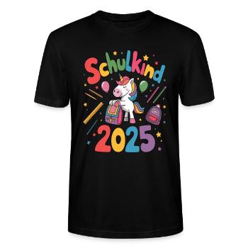 Schulkind 2025 Einschulung Schulanfang - Stanley/Stella Unisex Bio-T-Shirt CRAFTER - Schwarz - Vorne - Alina (178cm) & Michal (187cm)