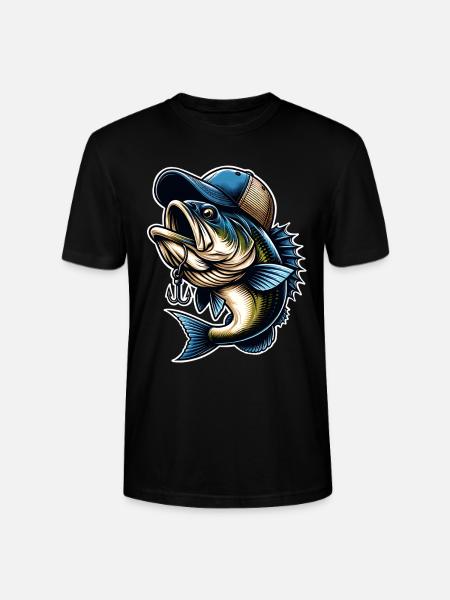 Fiske Fisk Med Cap Fisk Krok - Ekologisk T-shirt CRAFTER unisex från Stanley/Stella - svart