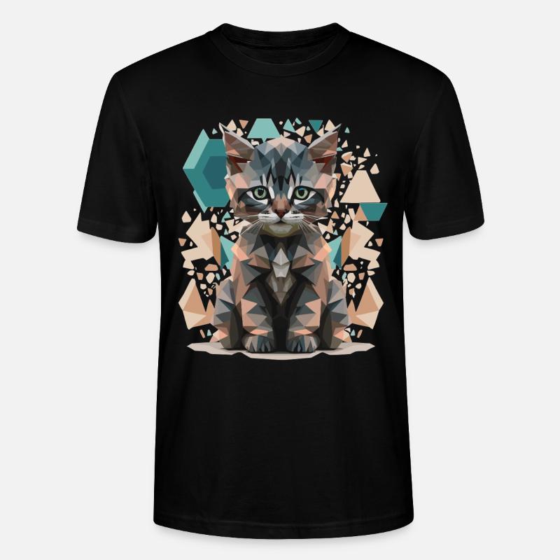 Low-Poly Katzen Kunst - Stanley/Stella Unisex Bio-T-Shirt CRAFTER - Schwarz