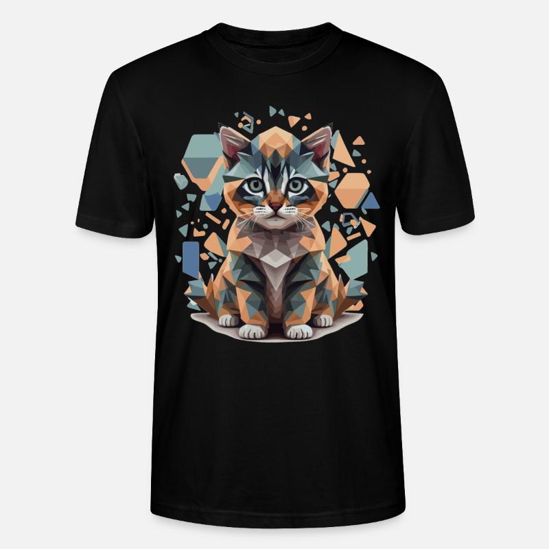 Polygon Katze Low-Poly - Stanley/Stella Unisex Bio-T-Shirt CRAFTER - Schwarz