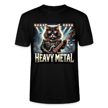 Chat Heavy Metal avec Guitare - T-shirt bio CRAFTER Stanley Stella Unisexe - noir - Devant - Alina (178cm) & Michal (187cm)