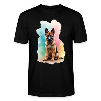 Deutscher Schäferhund Herrchen Schäferhund - Stanley/Stella Unisex Bio-T-Shirt CRAFTER - Schwarz - Vorne - Alina (178cm) & Michal (187cm)