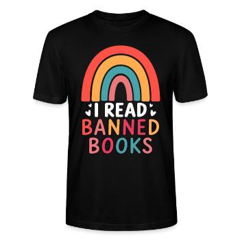 Reading forbidden books - Stanley/Stella CRAFTER Unisex Organic T-Shirt - black - Front - Alina (178cm) & Michal (187cm)