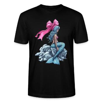 Coquette noeud Sirène Fille Ruban Rose - T-shirt bio CRAFTER Stanley Stella Unisexe - noir - Devant - Alina (178cm) & Michal (187cm)