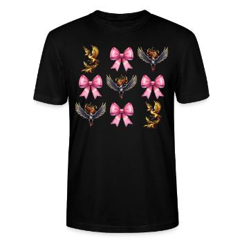 Kokette Bogen Phönix Mythischer Adler Altes - Stanley/Stella Unisex Bio-T-Shirt CRAFTER - Schwarz - Vorne - Alina (178cm) & Michal (187cm)