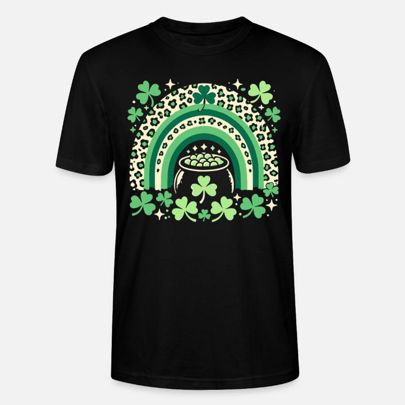 Saint-Patrick arc-en-ciel trèfle chance - T-shirt bio CRAFTER Stanley Stella Unisexe - noir