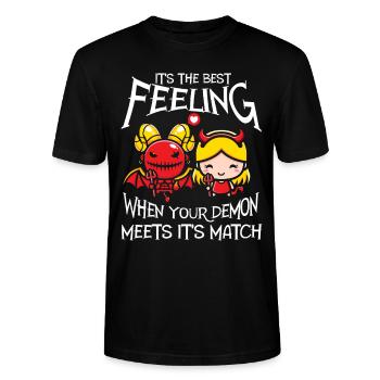 Wenn Ihr Dämon Sein Match Trifft! Lustiger Dämon - Stanley/Stella Unisex Bio-T-Shirt CRAFTER - Schwarz - Vorne - Alina (178cm) & Michal (187cm)