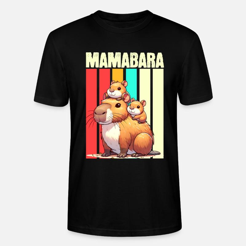 Mamabara Mutter Capybara - Stanley/Stella Unisex Bio-T-Shirt CRAFTER - Schwarz