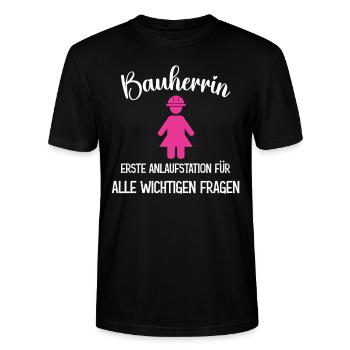 Bauherrin für alle wichtigen Fragen - Stanley/Stella Unisex Bio-T-Shirt CRAFTER - Schwarz - Vorne - Alina (178cm) & Michal (187cm)