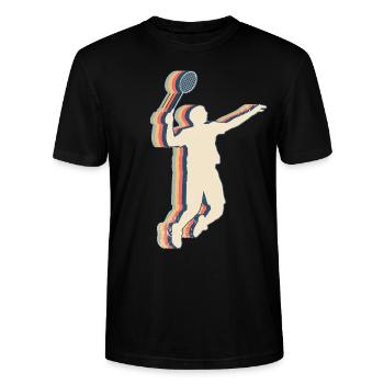 Badminton Player Team Coach Coach Retro - Stanley/Stella CRAFTER Unisex Organic T-Shirt - black - Front - Alina (178cm) & Michal (187cm)