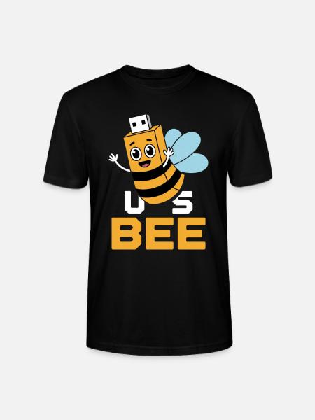 USBEE Biene Mit USB Stick - Stanley/Stella Unisex Bio-T-Shirt CRAFTER - Schwarz