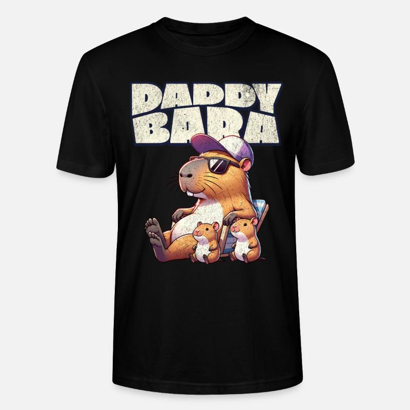 Daddybara Capybara Vater Papa - Stanley/Stella Unisex Bio-T-Shirt CRAFTER - Schwarz