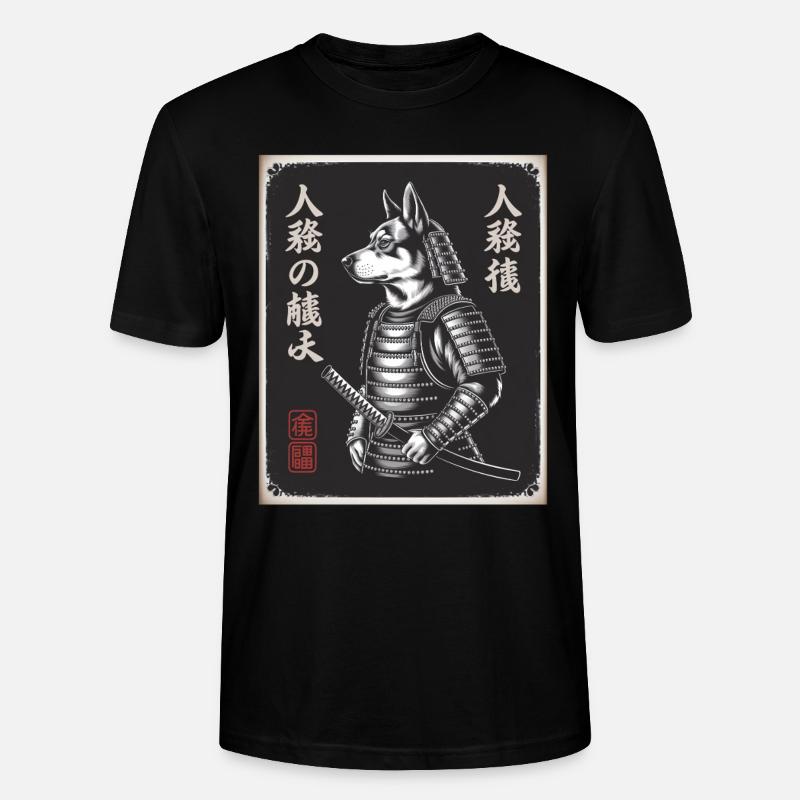 Hunde Samurai Im Japanischen Ukiyo-e - Stanley/Stella Unisex Bio-T-Shirt CRAFTER - Schwarz