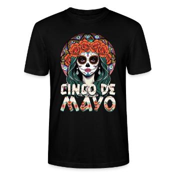 Cinco De Mayo Lebendige Kunst Mexiko Feier - Stanley/Stella Unisex Bio-T-Shirt CRAFTER - Schwarz - Vorne - Alina (178cm) & Michal (187cm)