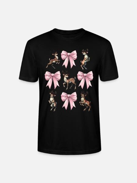 Coquette Bow Reindeer Christmas - Stanley/Stella CRAFTER Unisex Organic T-Shirt - black