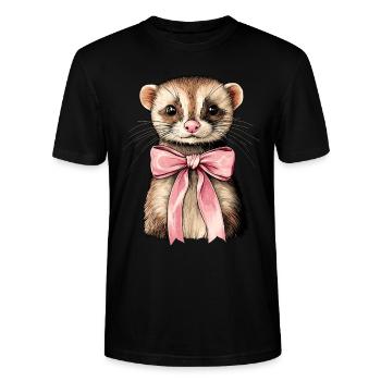 Coquette Bogen Frettchen niedlich rosa Mädchen Mom - Stanley/Stella Unisex Bio-T-Shirt CRAFTER - Schwarz - Vorne - Alina (178cm) & Michal (187cm)