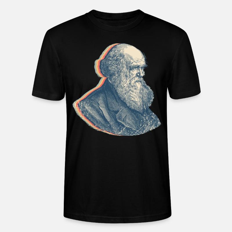 Charles Darwin Evolutionstheorie Retro-Linienkunst - Stanley/Stella Unisex Bio-T-Shirt CRAFTER - Schwarz