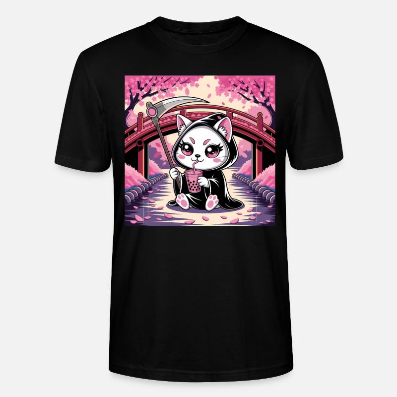 Sensenmann Anime Katze Kirschblüte - Stanley/Stella Unisex Bio-T-Shirt CRAFTER - Schwarz