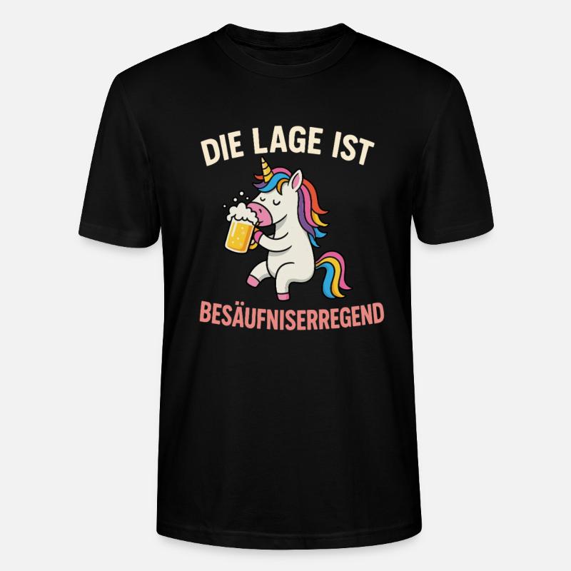 Einhorn mit Bier - Stanley/Stella Unisex Bio-T-Shirt CRAFTER - Schwarz